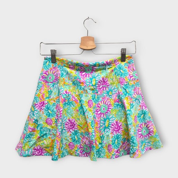 IBKUL Golf Women's Skort Floral Print (Green/Purple/Orange) - Small - Picture 2 of 2